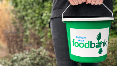 Green Cobham Area Foodbank collection bucket