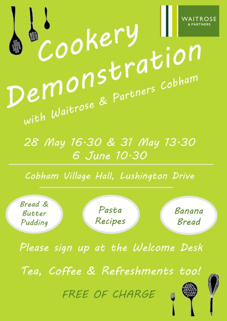 Poster advertising Waitrose cookery demonstrations 
