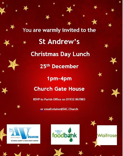 Poster advertising the St. Andrew's Christmas Day Lunch 2019